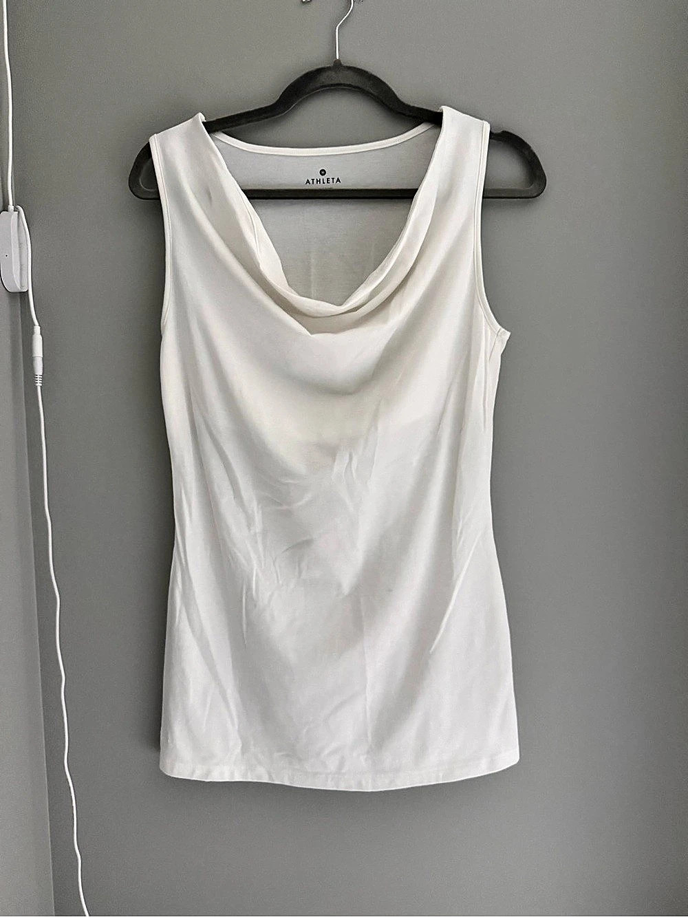 Athleta Tank White Draped Neck Top